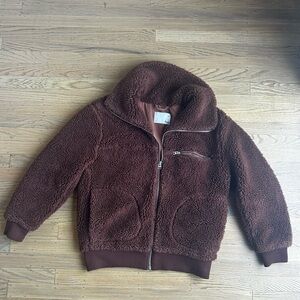 ARITZIA WILFRED FREE Teddy Bomber Brown Sherpa Zip Pockets | size: small